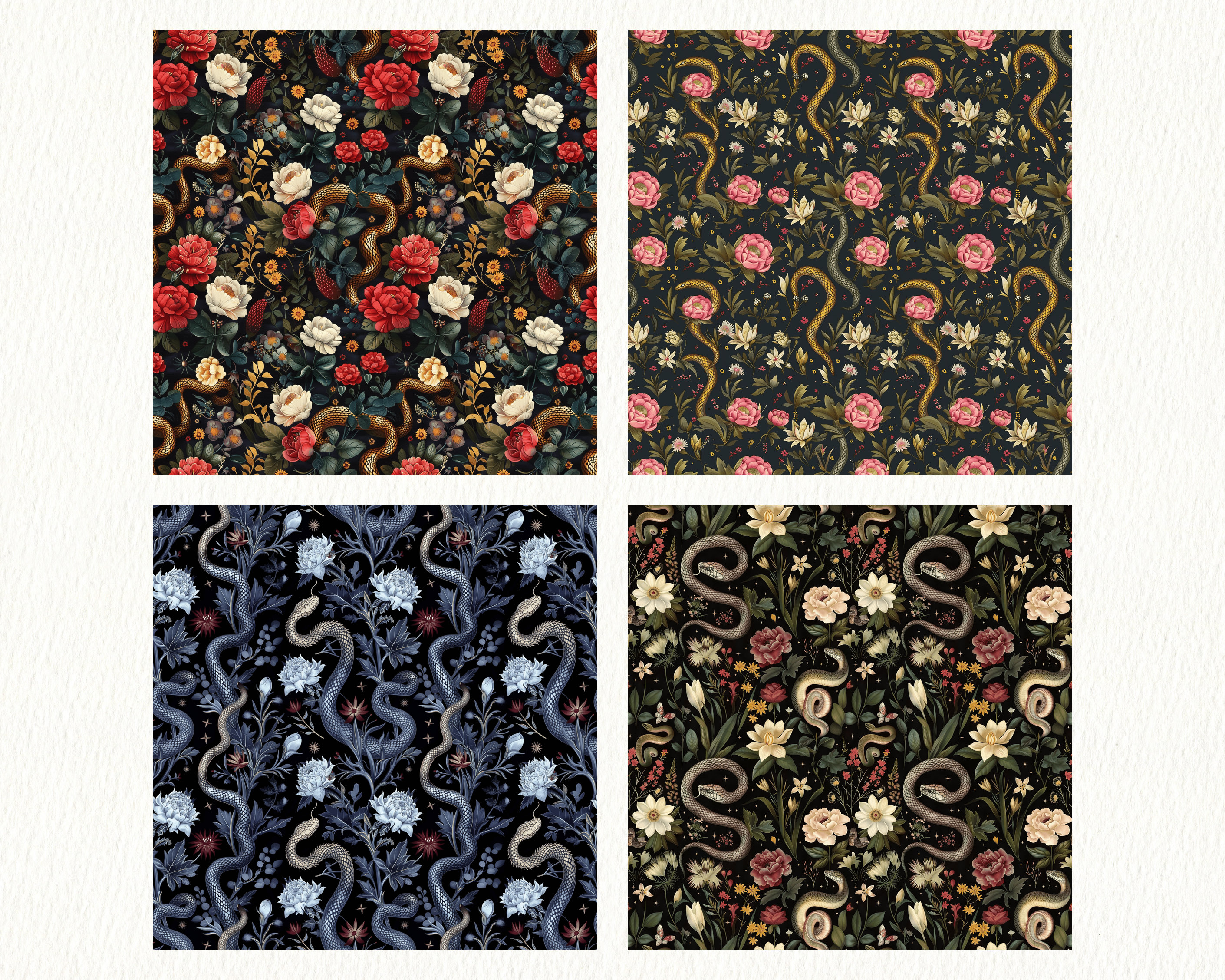 Witchy Snake Garden Pattern Seamless Digital Papers - Printable ...