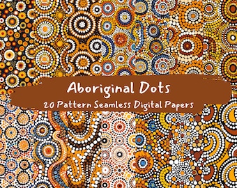 Aboriginal Dots 2 Pattern Seamless Digital Papers - descarga instantánea de papel de álbum de recortes imprimible, uso comercial, 300 ppp
