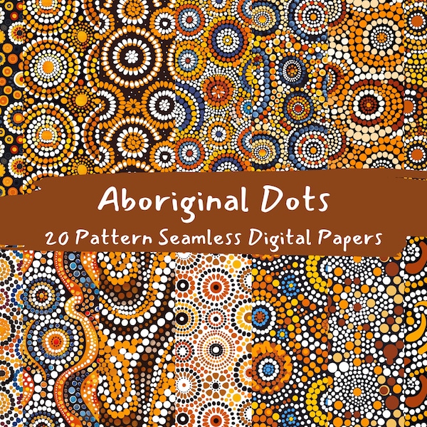 Aboriginal Dots 2 Pattern Seamless Digital Papers - printable scrapbook paper instant download, commercial use, 300dpi