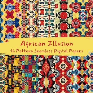 Afrikanische Illusion Muster nahtlose digitale Papiere - printable Scrapbook Papier Sofort-Download, kommerzielle Nutzung, 300dpi