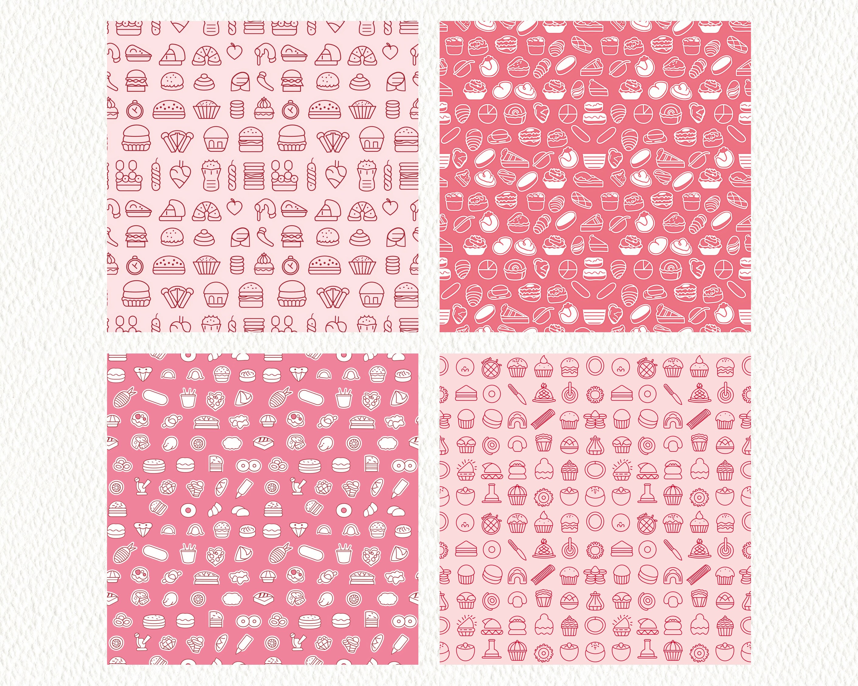 Bakery Icons Pattern Seamless Digital Papers - Printable Scrapbook ...