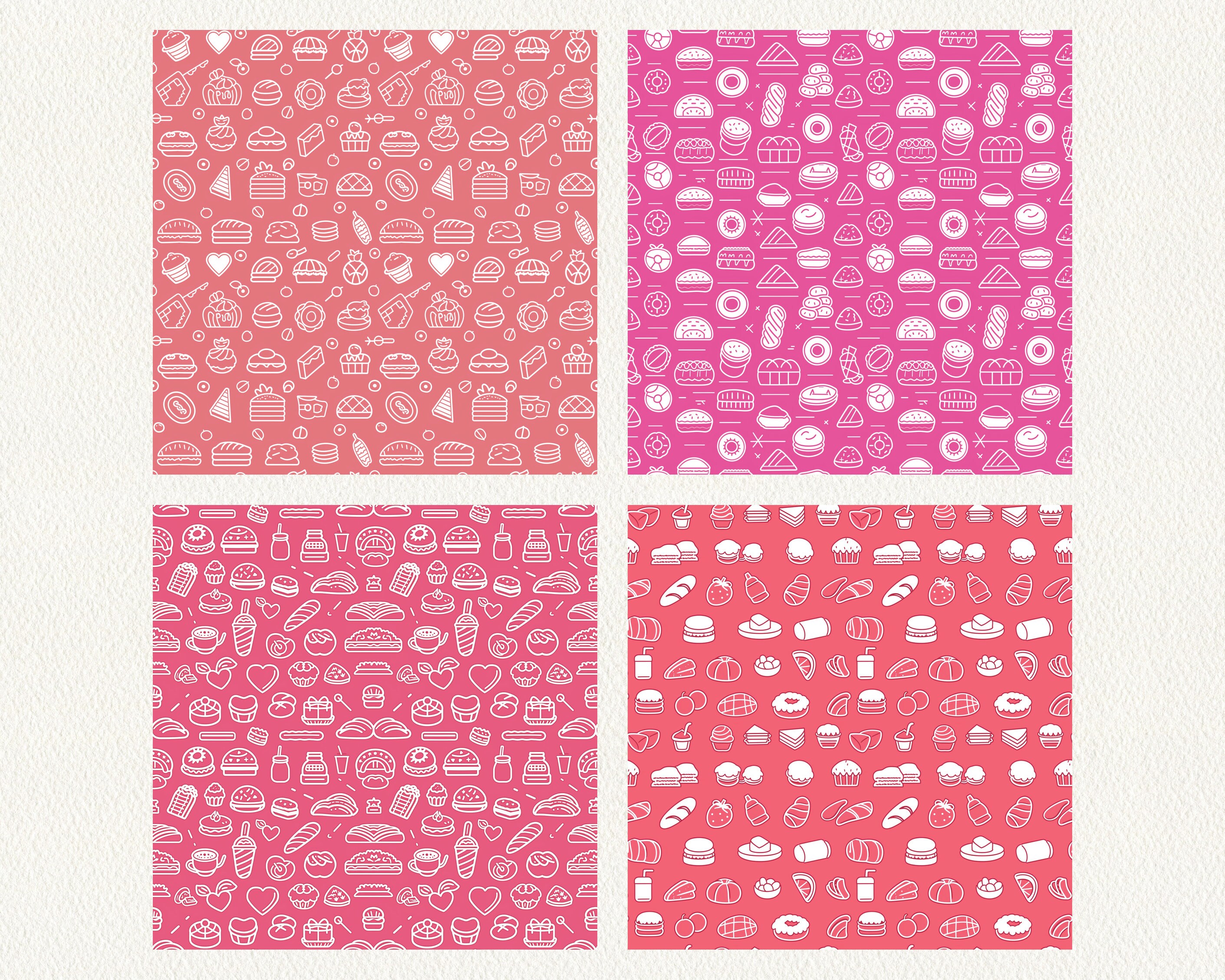 Bakery Icons Pattern Seamless Digital Papers - Printable Scrapbook ...