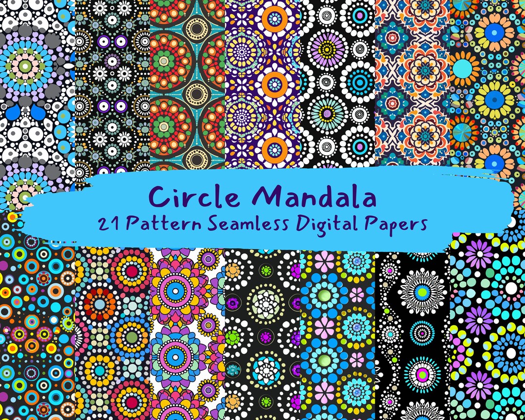 Circle Mandala Pattern Seamless Digital Papers - Printable Scrapbook ...