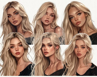 New York Girl digital printable clipart bundle in PNG format transparent background instant download for commercial use