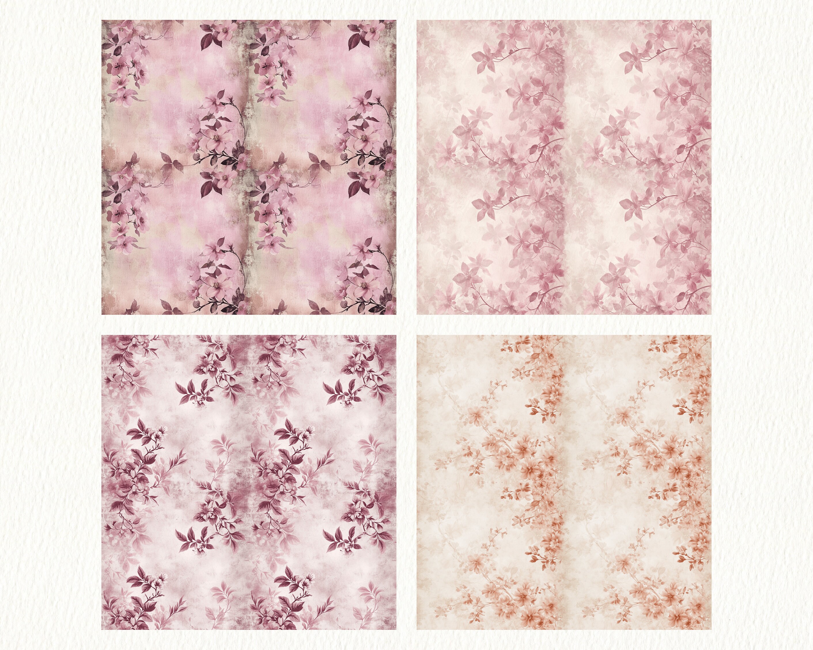 Pink Floral Texture Pattern Seamless Digital Papers - Tile Patterns ...