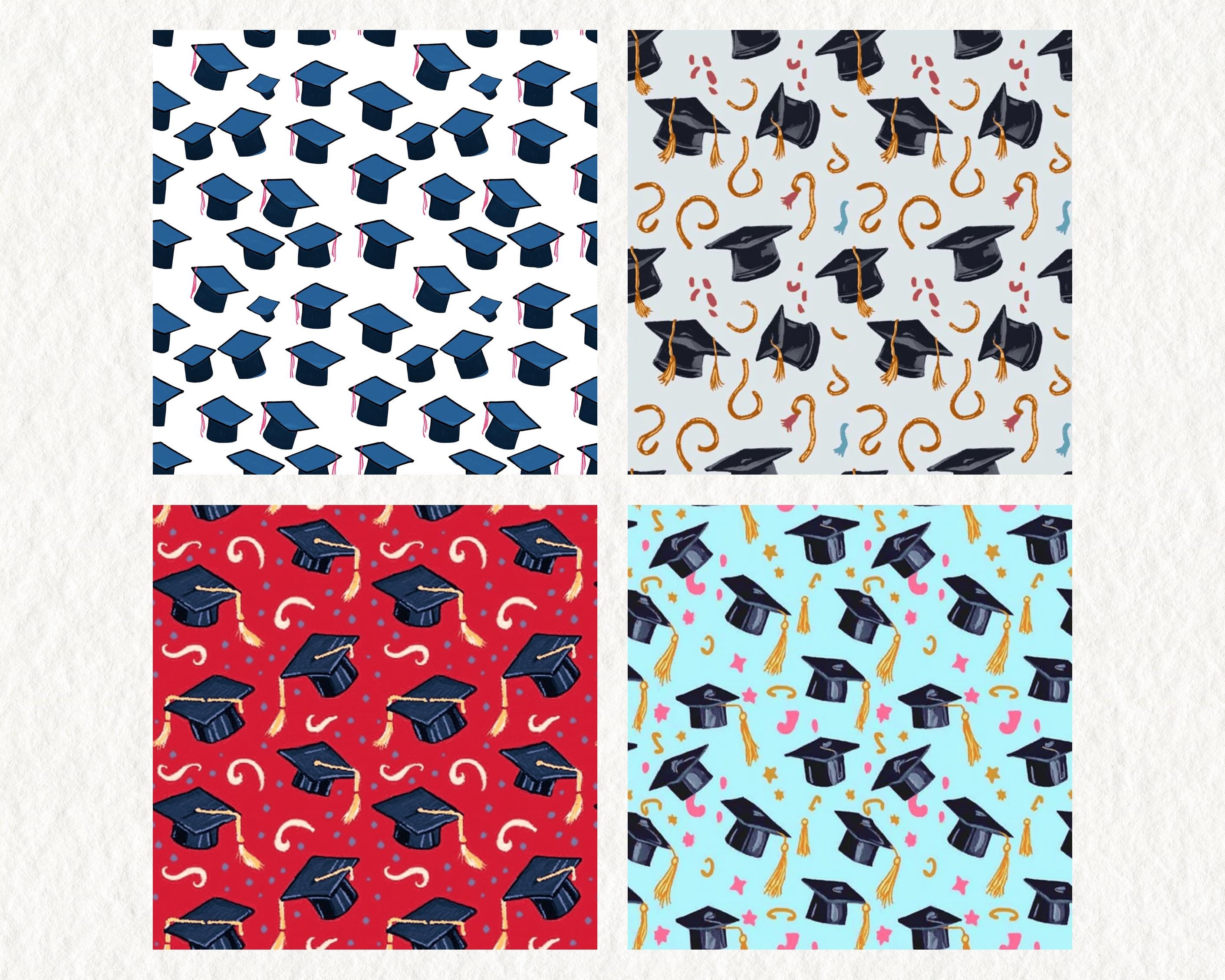 Colorful Graduation Caps Pattern Seamless Digital Papers - Printable ...