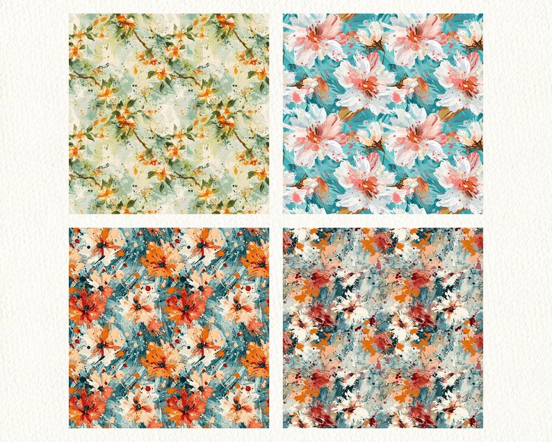 Pollock Pattern Monet Pollock Floral Pattern Seamless Digital Papers - Printable ...