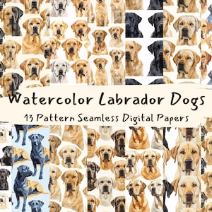 Acquerello Labrador Dogs Pattern Seamless Digital Papers - carta per scrapbooking stampabile png download immediato uso commerciale 300 dpi