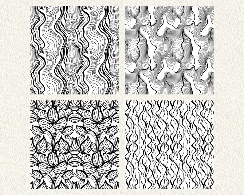 Pattern Line Mono Mono Line Art Pattern Seamless Digital Papers Tile Patterns Printable ...