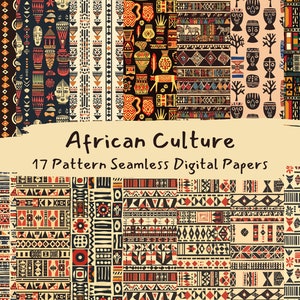 Afrikanische Kultur Muster Nahtlos Digitale Papiere - printable Scrapbook Papier zum sofortigen Download, kommerzielle Nutzung, 300dpi