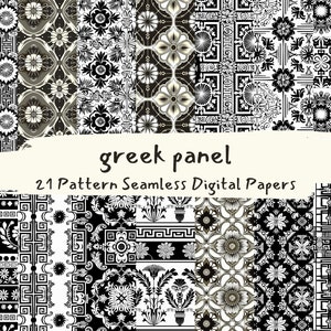 greek panel Pattern Seamless Digital Papers - printable scrapbook paper instant download, commercial use, 300dpi