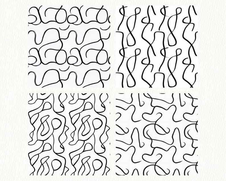 Wavy Ink Lines Pattern Seamless Digital Papers - Printable Scrapbook ...