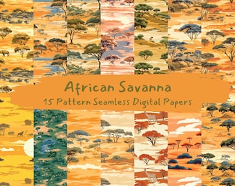 African Savanna Seamless Digital Papers - printable scrapbook paper png instant download commercial use 300dpi
