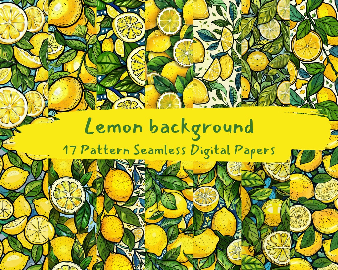 Lemon Background Pattern Seamless Digital Papers - Printable Scrapbook ...