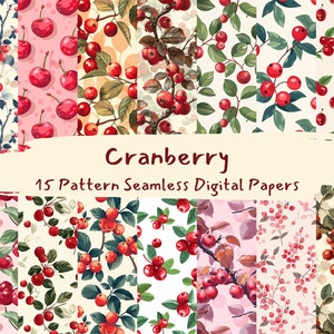 Puede incluir: Un conjunto de 15 patrones de papel digital con ilustraciones de arándanos. Los patrones incluyen varios diseños de arándanos, incluyendo ramas con hojas y bayas, lunares y colores sólidos. Los patrones son perfectos para proyectos de manualidades, scrapbooking y diseño digital.