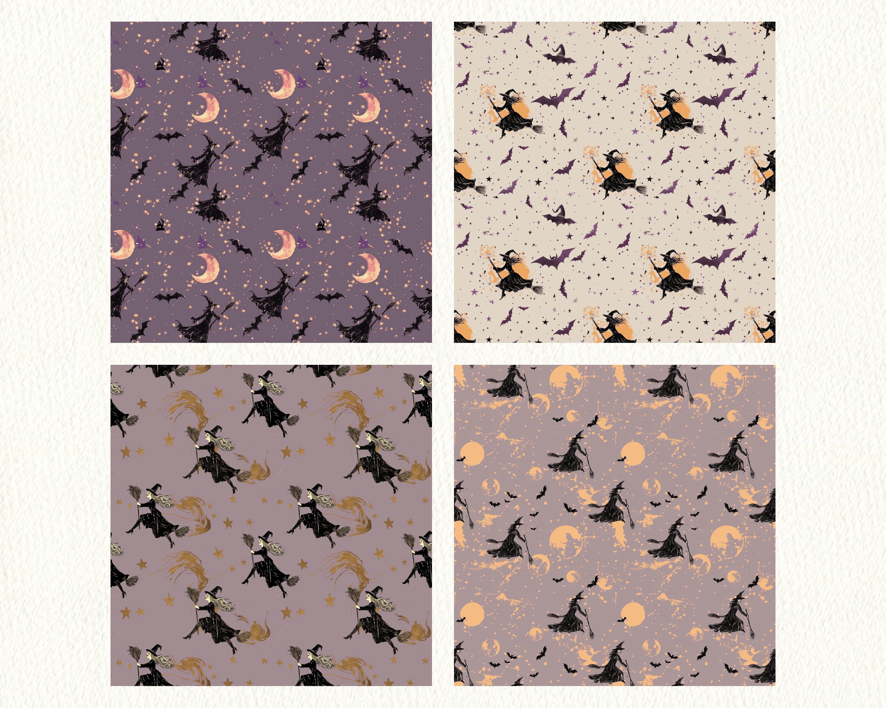 Witch, Broomstick Pattern Seamless Digital Papers - Printable Scrapbook ...