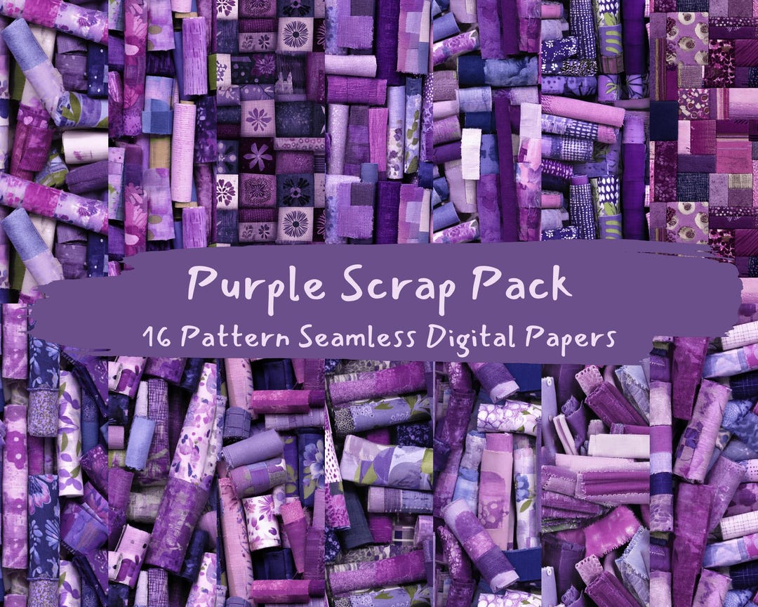 Purple Scrap Pack Pattern Seamless Digital Papers - Printable Scrapbook ...