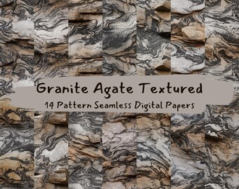 Granite Agate Textured Pattern Seamless Digital Papers - printable scrapbook paper png instant download commercial use 300dpi