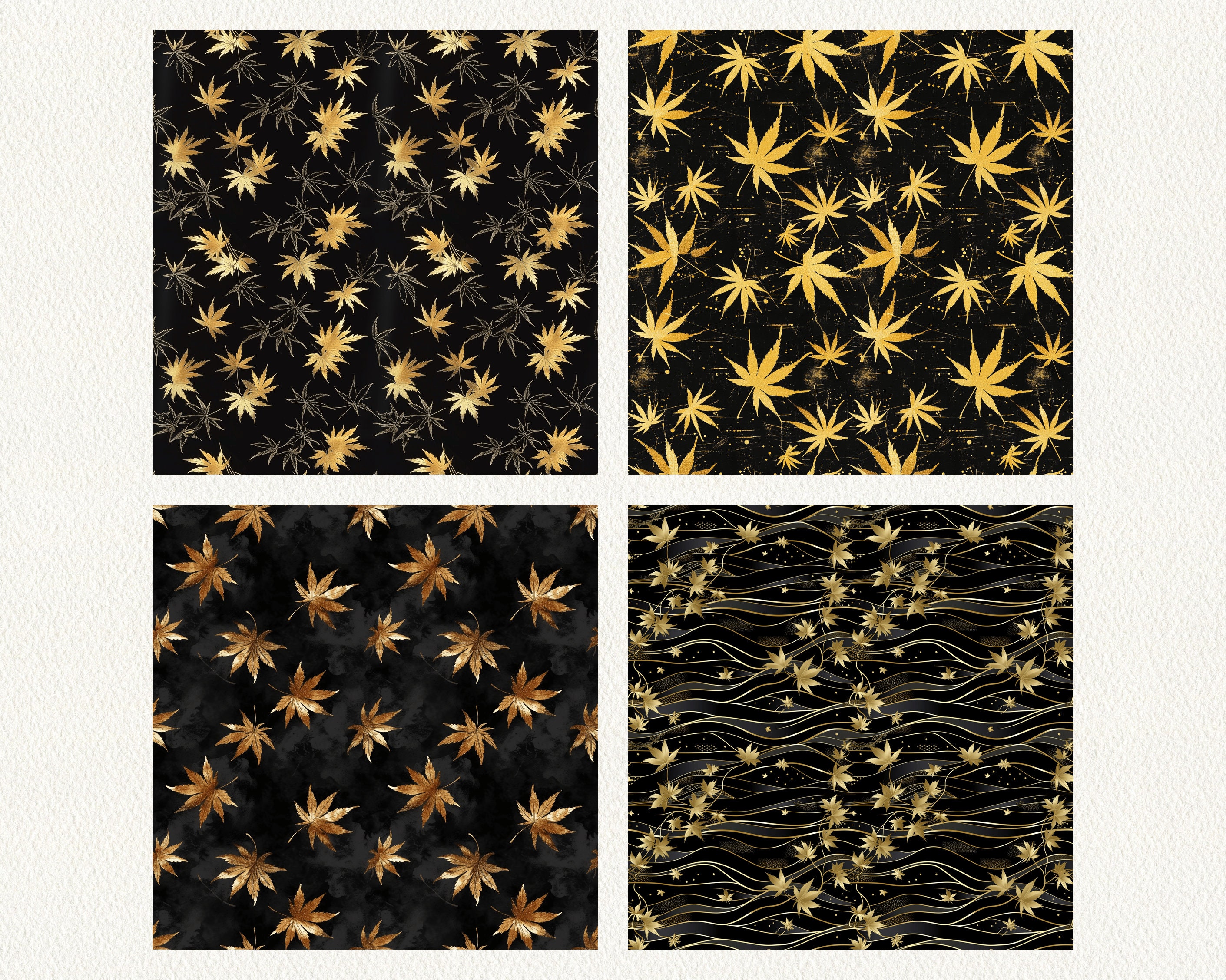 Gold Maple Pattern Seamless Digital Papers - Printable Scrapbook Paper ...