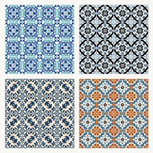 Portuguese Ceramic Tiles Pattern Seamless Digital Papers - printable scrapbook paper instant download, commercial use, 300dpi image 3