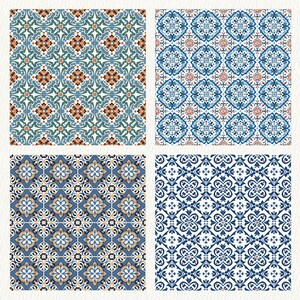 Portuguese Ceramic Tiles Pattern Seamless Digital Papers - printable scrapbook paper instant download, commercial use, 300dpi image 2