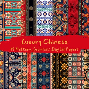 Luxury Chinese Pattern Seamless Digital Papers - Printable Scrapbook ...
