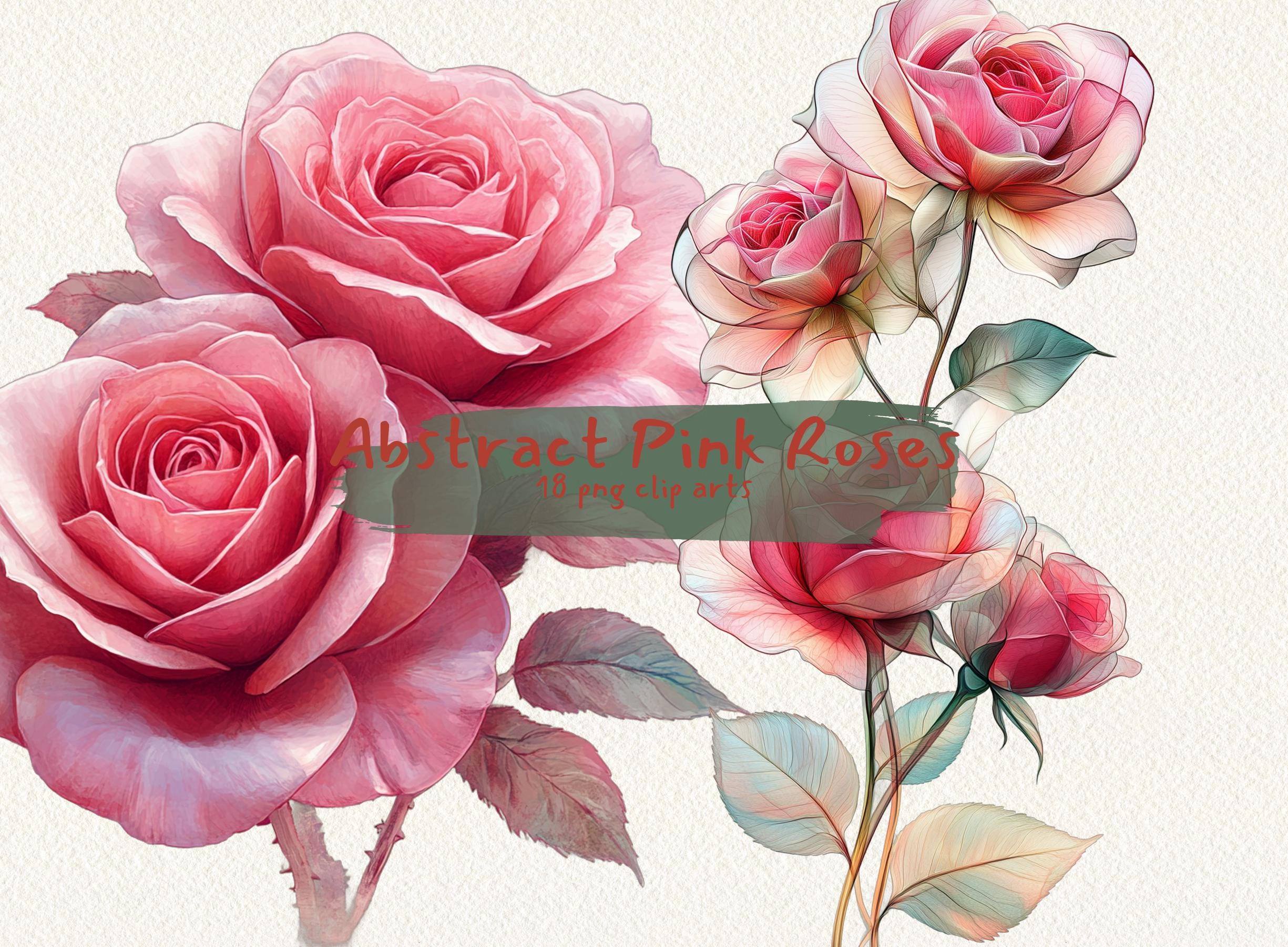 Pink Roses Prinatable Abstract Pink Roses Printable Clipart, Png Format, Transparent ...
