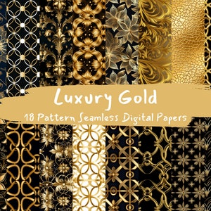 Luxury Gold Pattern Seamless Digital Papers - tile patterns printable scrapbook paper instant download for commercial use, 300dpi
