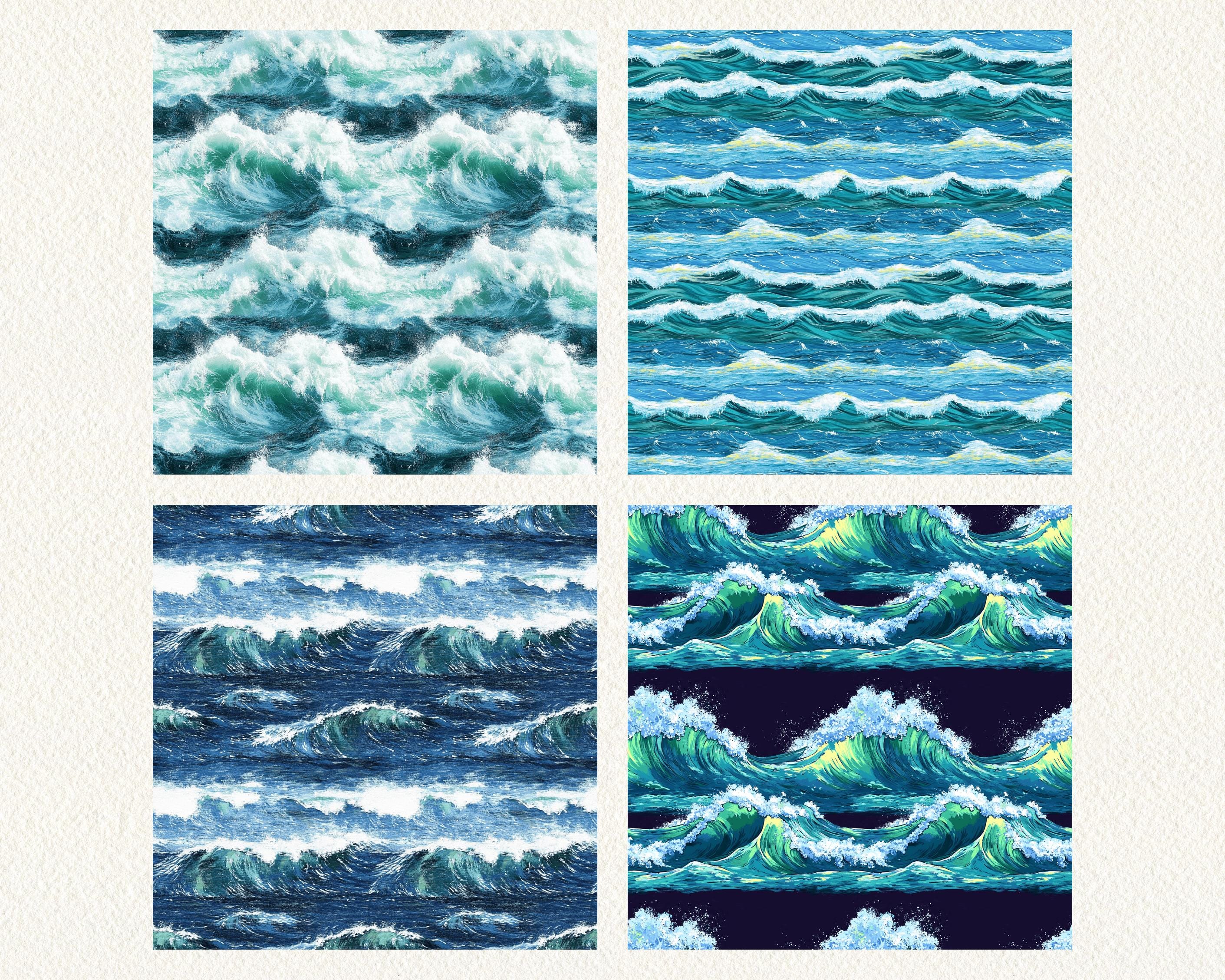 Ocean Water Waves Pattern Seamless Digital Papers - Printable Scrapbook ...