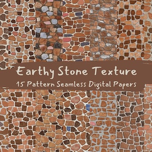 Earthy Stone Texture Pattern Seamless Digital Papers - printable scrapbook paper png instant download commercial use 300dpi
