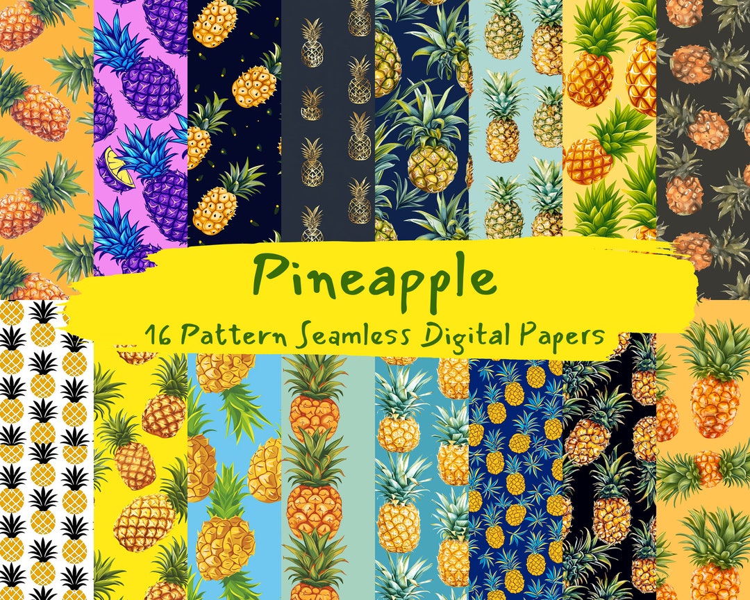 Pineapple Pattern Seamless Digital Papers - Tile Patterns Printable ...