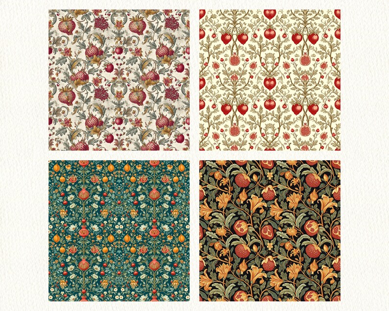 Italian Gothic Floral Pattern Seamless Digital Papers Tile Patterns ...