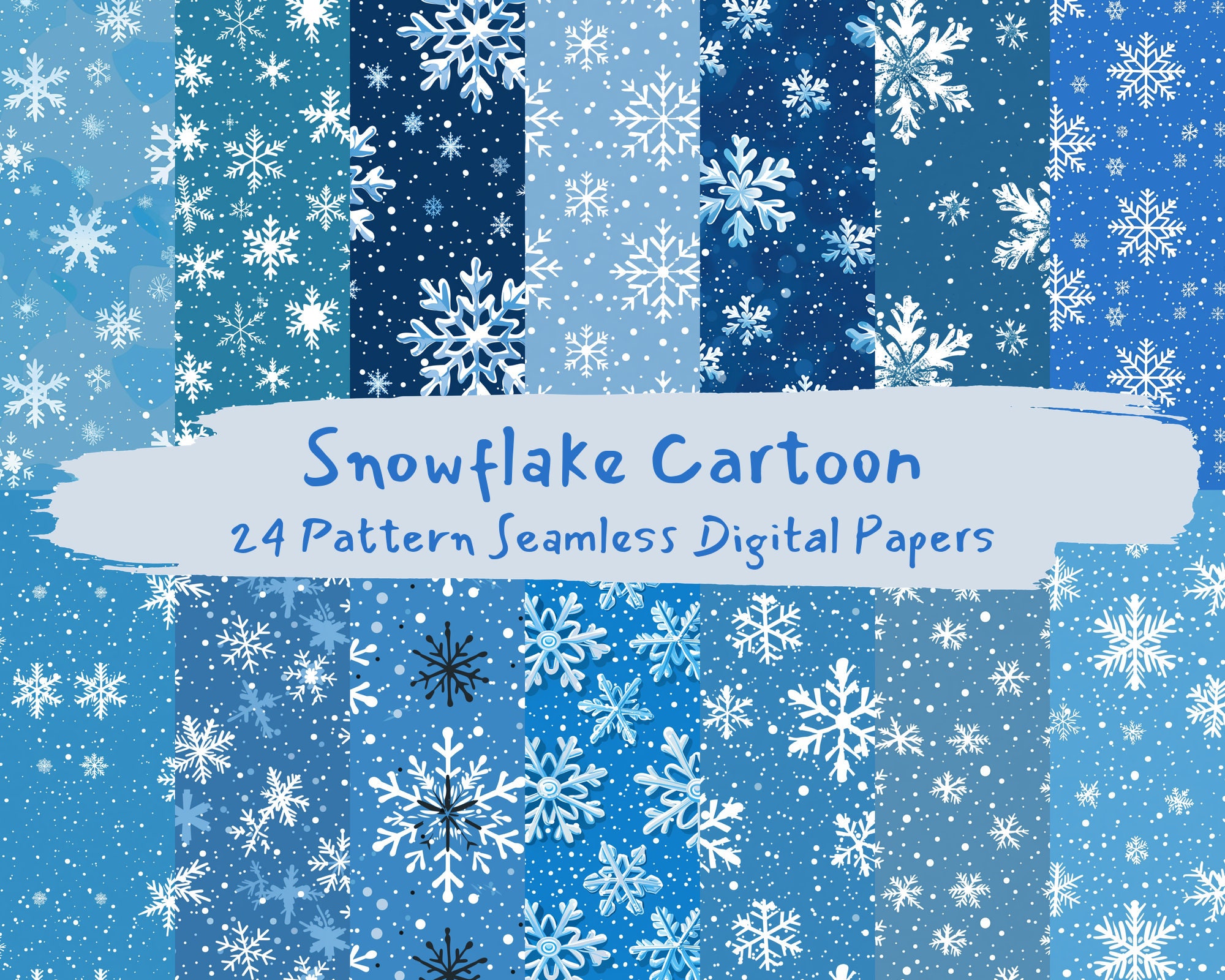 Snowflake Cartoon Pattern Seamless Digital Papers - Printable Scrapbook ...