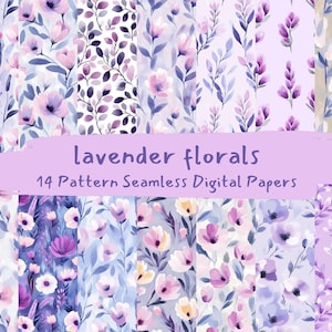 lavender florals Pattern Seamless Digital Papers - printable scrapbook paper png instant download commercial use 300dpi