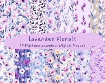 lavender florals Pattern Seamless Digital Papers - printable scrapbook paper png instant download commercial use 300dpi