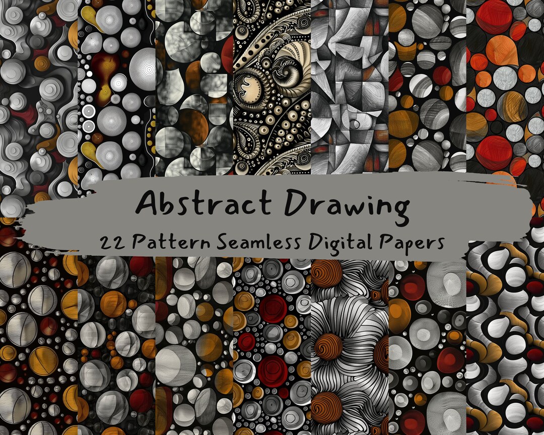 Abstract Drawing Pattern Seamless Digital Papers - Printable Scrapbook ...