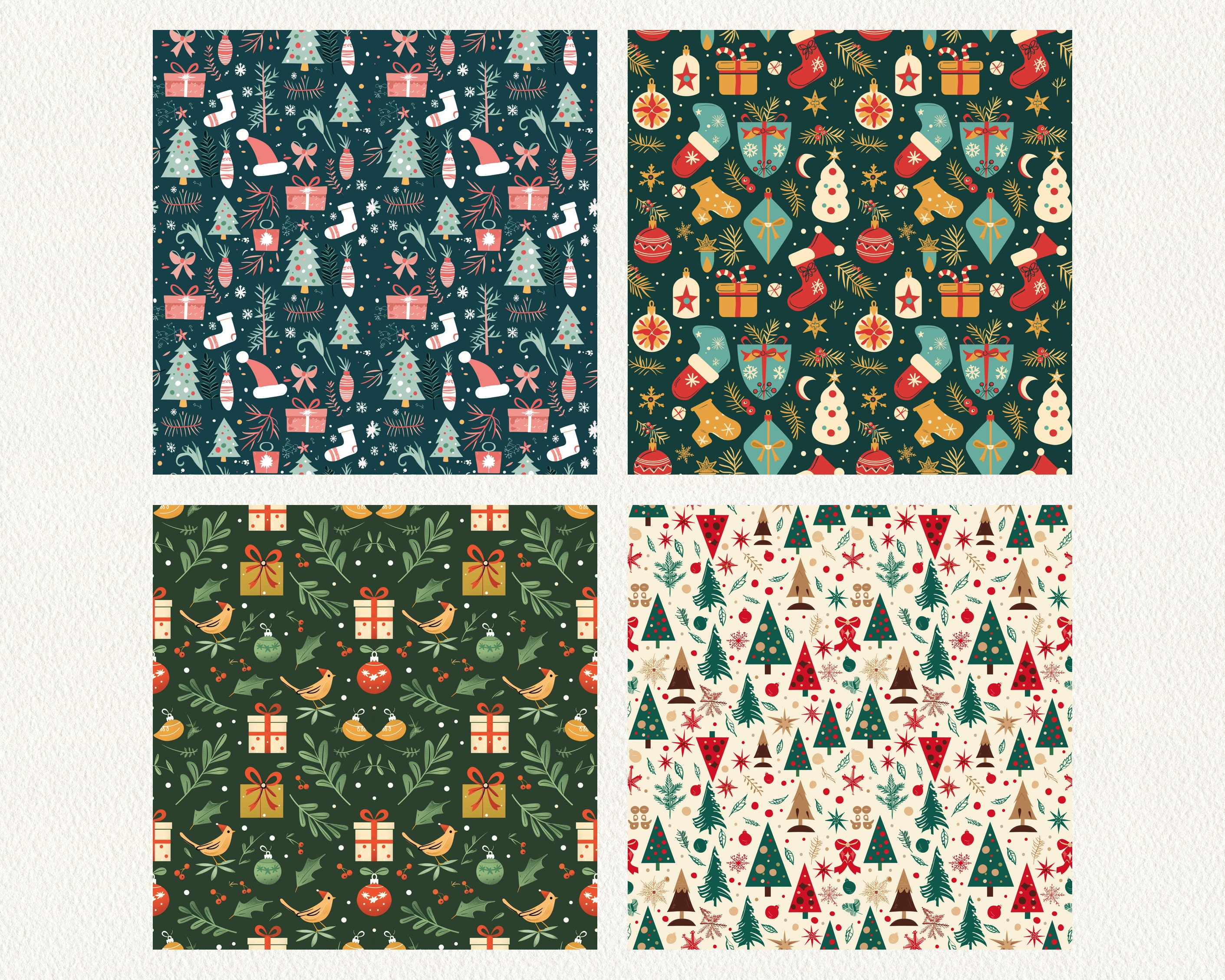 Christmas Pattern Pattern Seamless Digital Papers - Printable Scrapbook ...