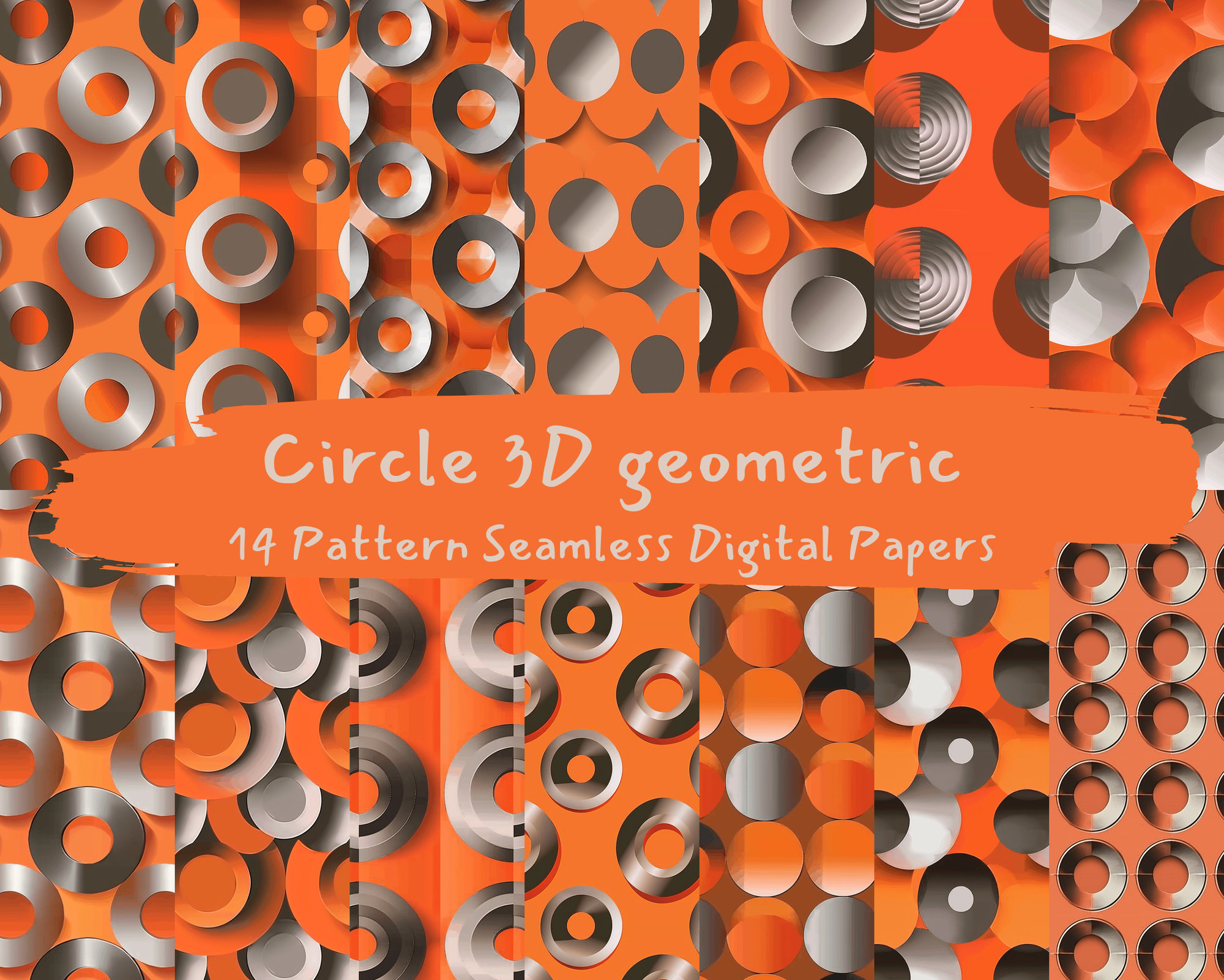 Circle 3D Geometric Pattern Seamless Digital Papers - Printable ...