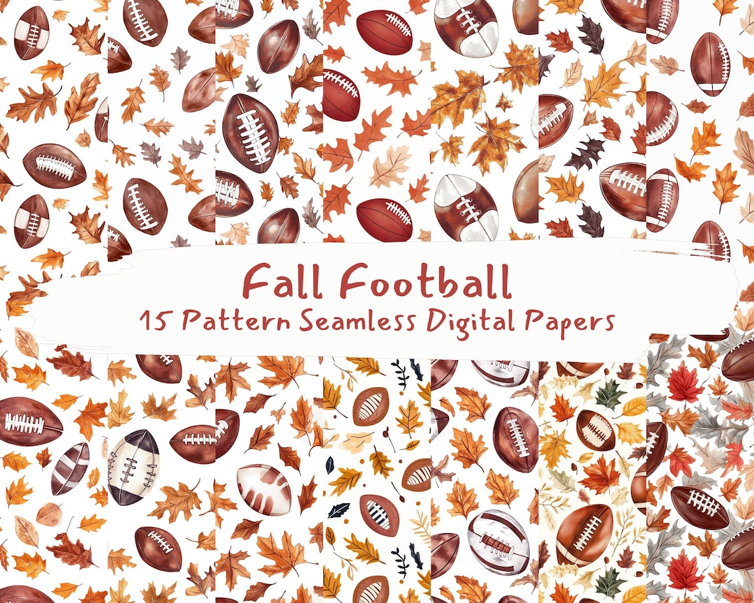 Fall Football Pattern Fall Football Pattern Seamless Digital Papers - Printable Scrapbook ...