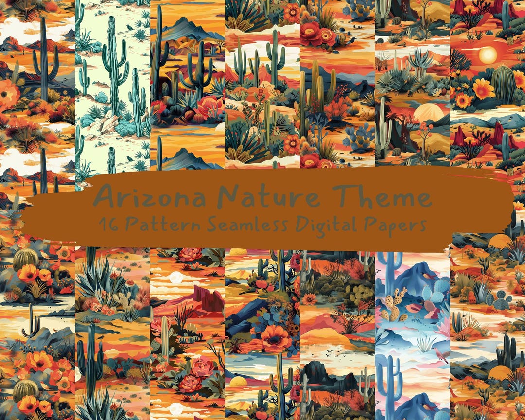Arizona Nature Theme Pattern Seamless Digital Papers - Printable ...