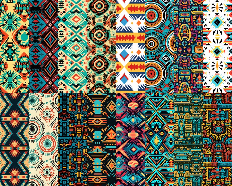 Aztec Seamless Digital Papers - Seamless Tile Patterns Printable Paper ...