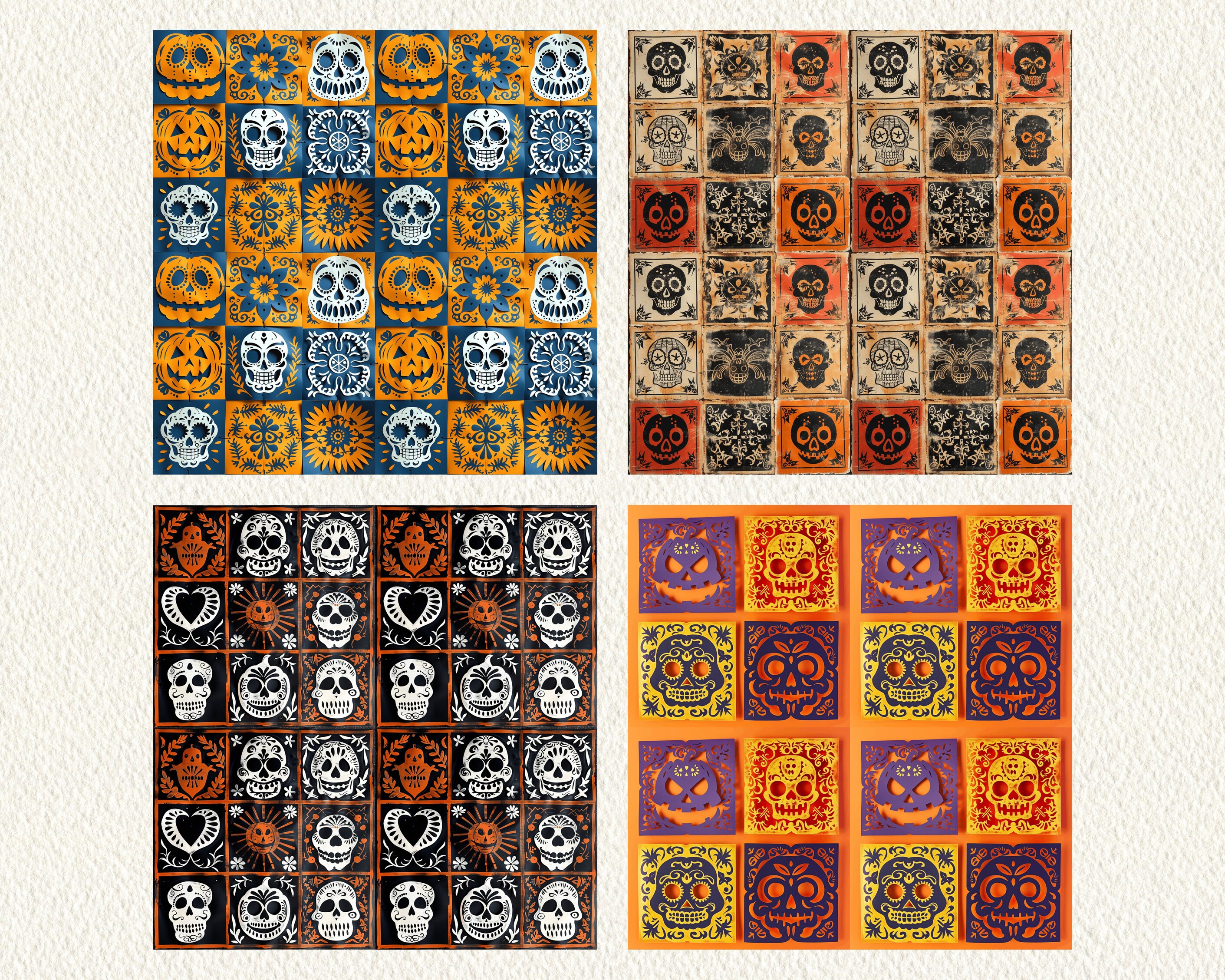 Vintage Halloween Pattern Seamless Digital Papers - Printable Scrapbook ...
