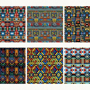 South Africa Ndebele Pattern Seamless Digital Papers tile patterns printable scrapbook paper instant download for commercial use, 300dpi image 2