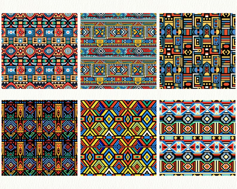 South Africa Ndebele Pattern Seamless Digital Papers tile patterns printable scrapbook paper instant download for commercial use, 300dpi image 2