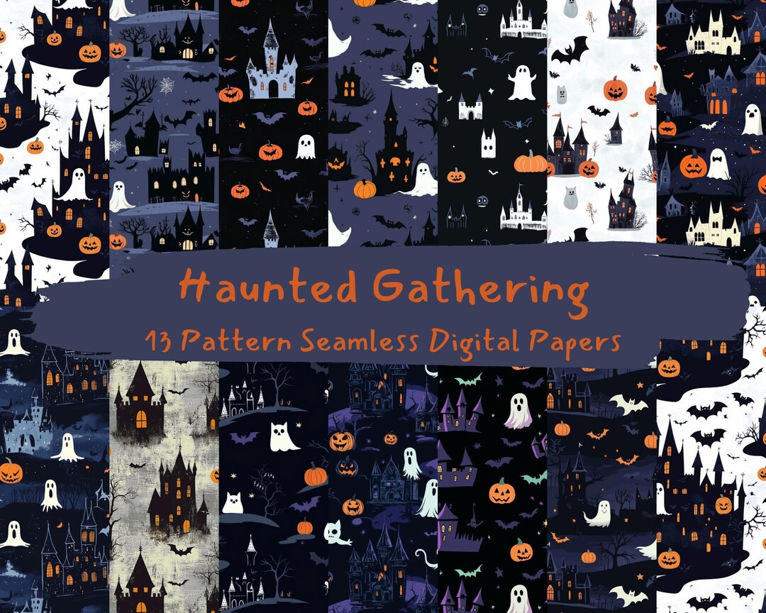 Haunted Paper Vector Haunted Gathering Pattern Seamless Digital Papers - Printable Scrapbook ...