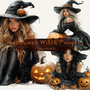 Halloween Witch Pumpkin printable clipart, png format, transparent background, instant download, commercial use, 300dpi