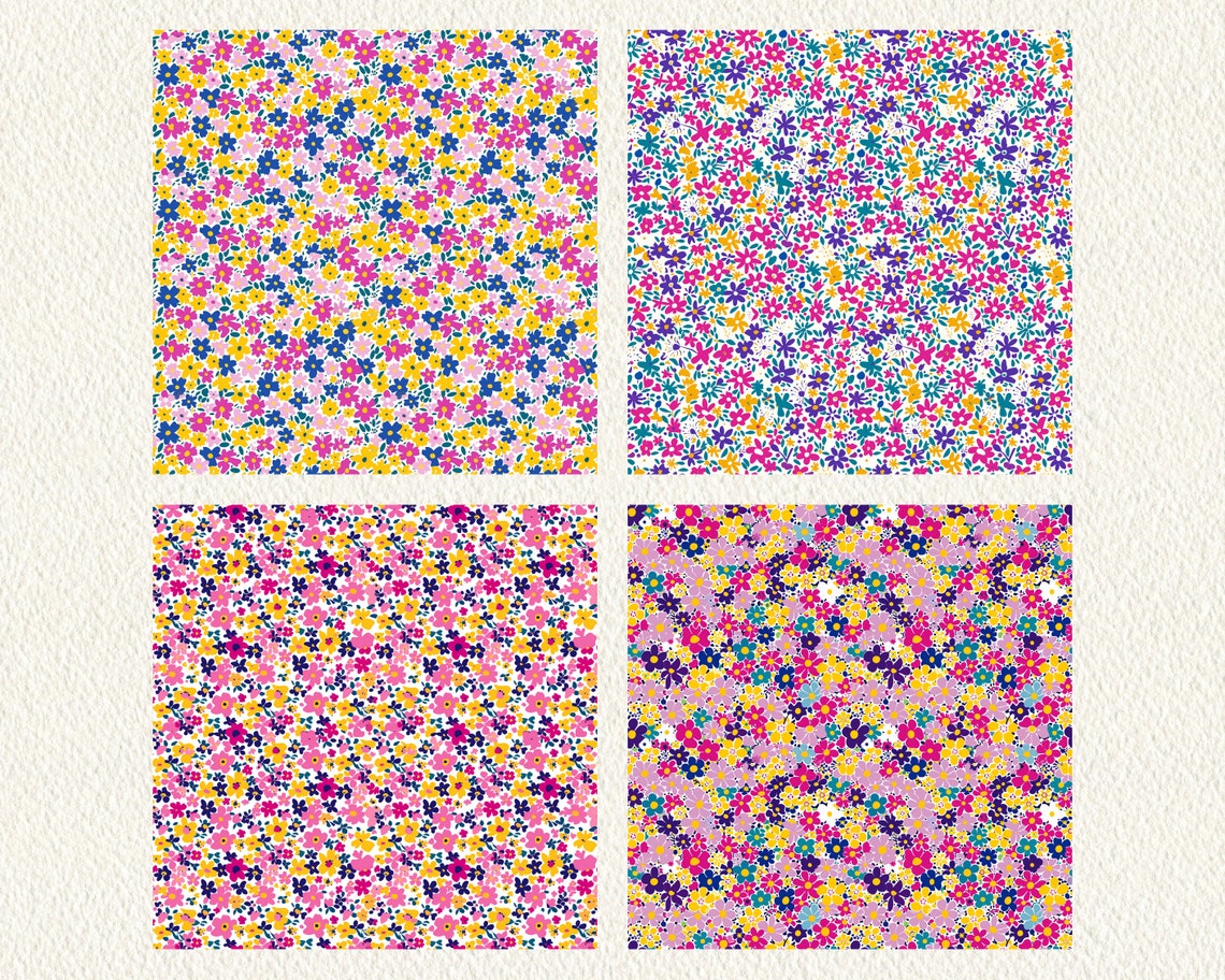 Ditsy Floral Pattern Seamless Digital Papers - Printable Scrapbook ...