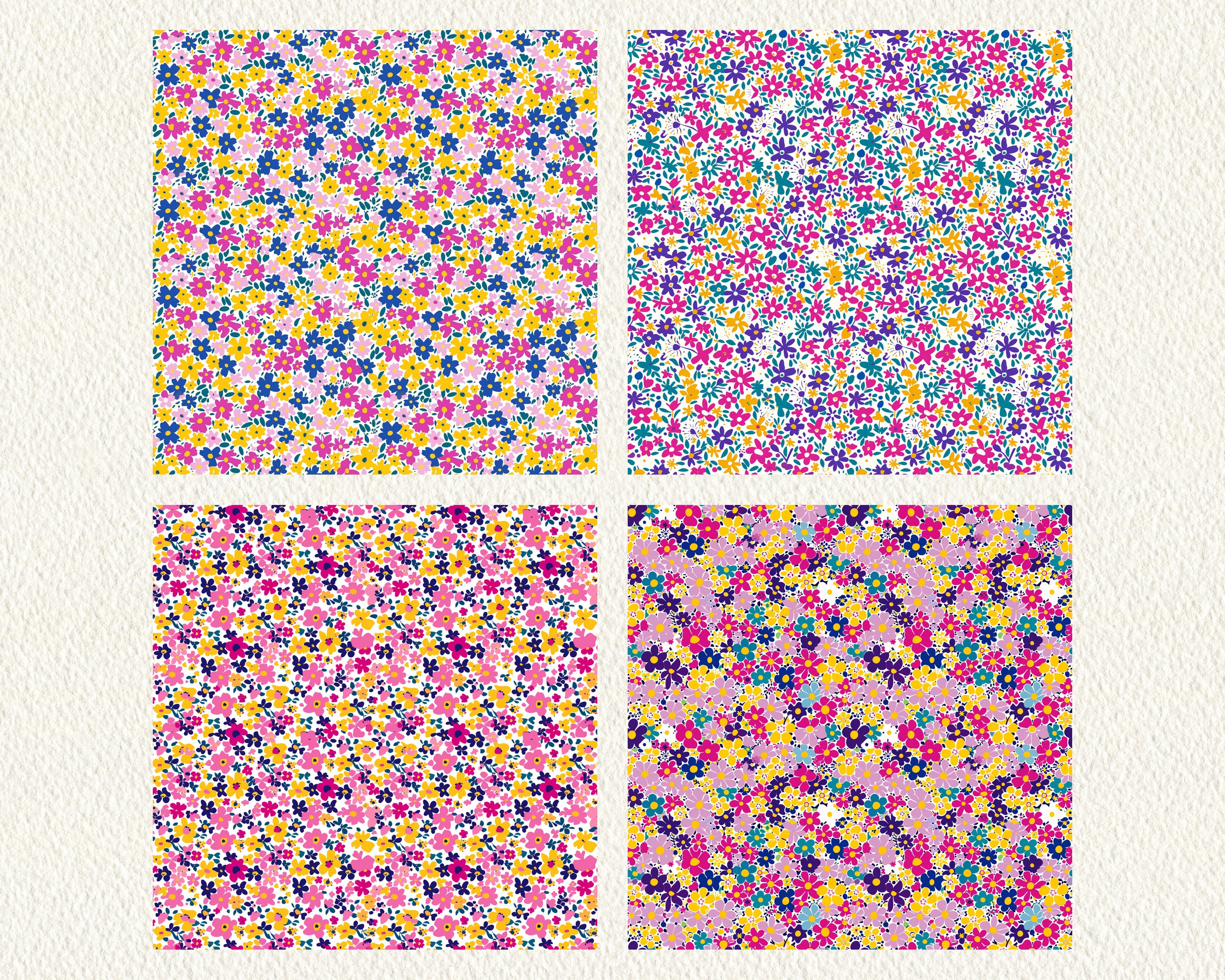 Ditsy Floral Pattern Seamless Digital Papers - Printable Scrapbook ...