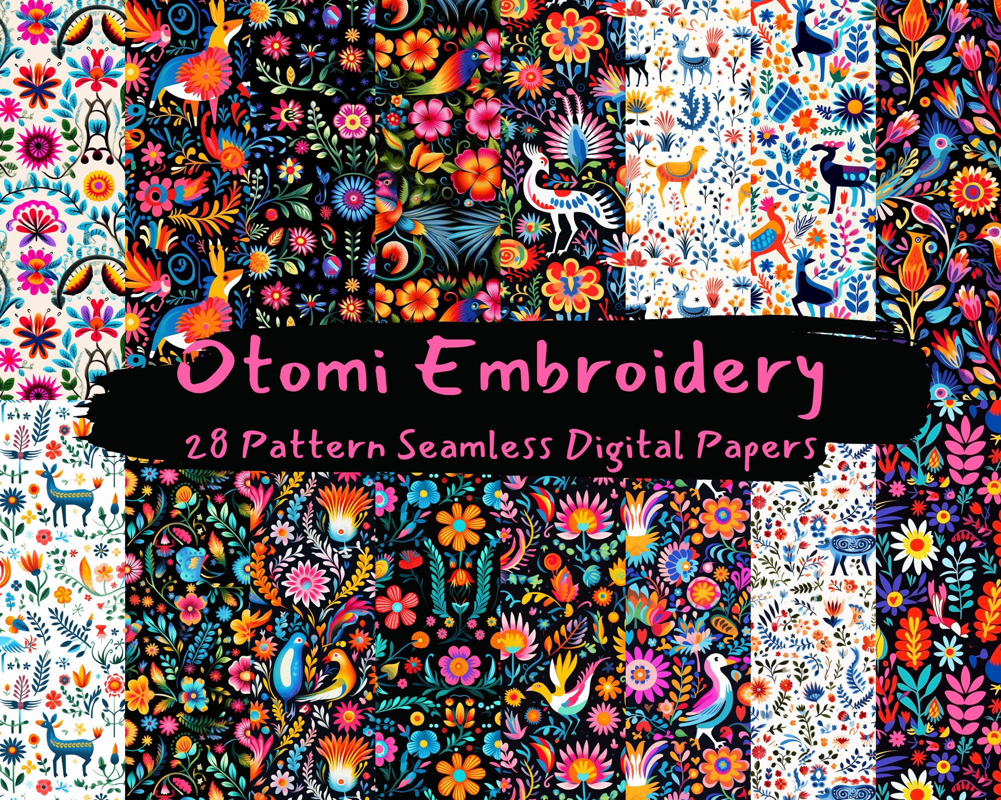 Otomi Embroidery Pattern Seamless Digital Papers Tile Patterns Printable Scrapbook Paper Instant Download for Commercial Use, 300dpi - Etsy otomi-embroidery-pattern-seamless-digital-papers-tile-patterns-printable-scrapbook-paper-instant-download-for-commercial-use-300dpi-etsy