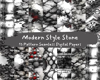 Modern Style Stone Pattern Seamless Digital Papers - printable scrapbook paper png instant download commercial use 300dpi